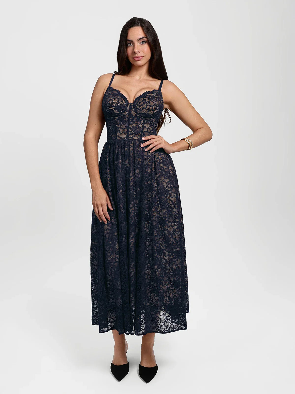 Shapewear Lace Corset A-Line Maxi Dress