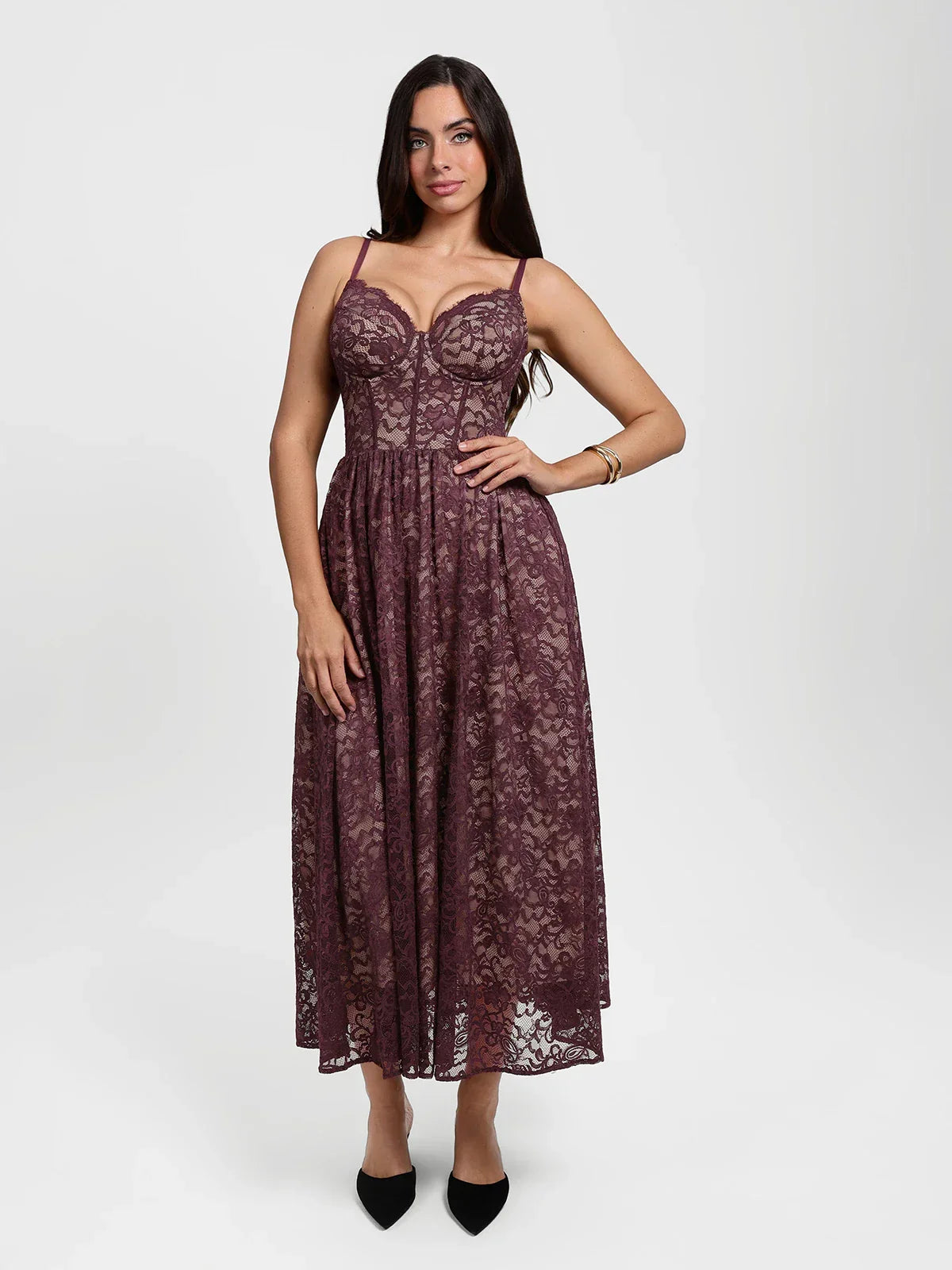 Shapewear Lace Corset A-Line Maxi Dress