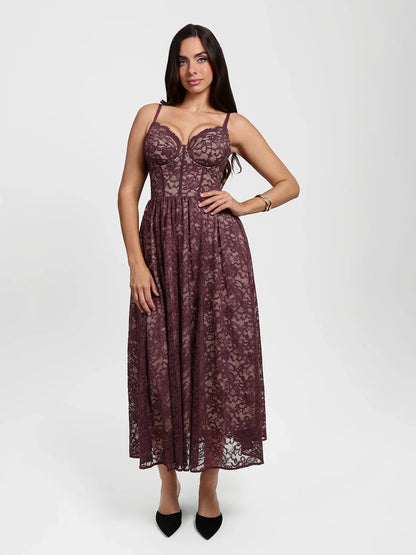 Shapewear Lace Corset A-Line Maxi Dress
