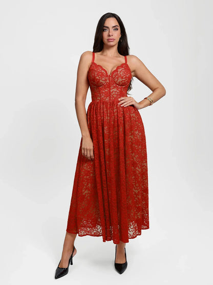 Shapewear Lace Corset A-Line Maxi Dress