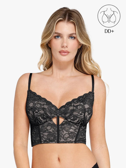 Full Coverage Longline Underwire Shaping Lace Bralette