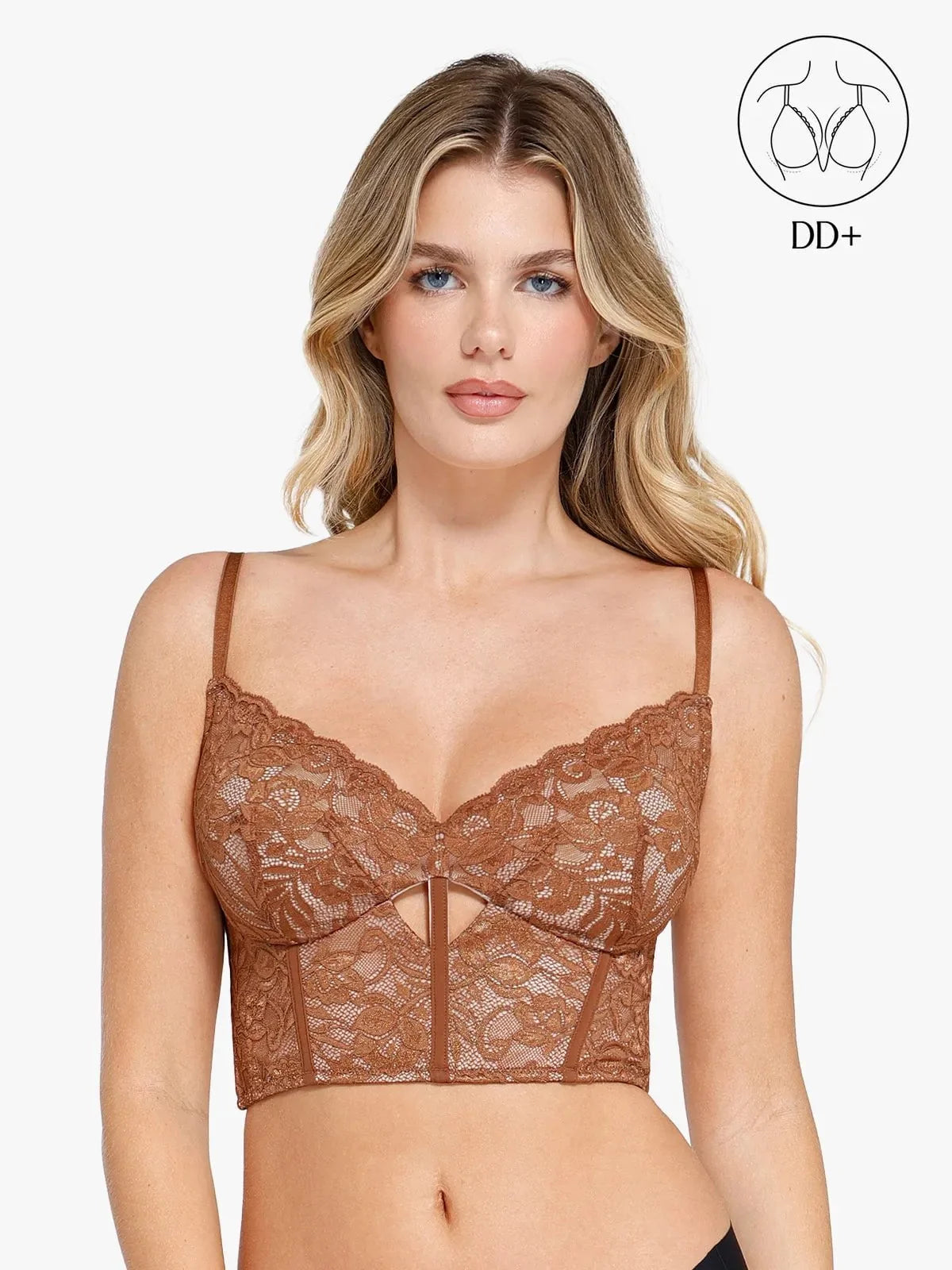 Full Coverage Longline Underwire Shaping Lace Bralette