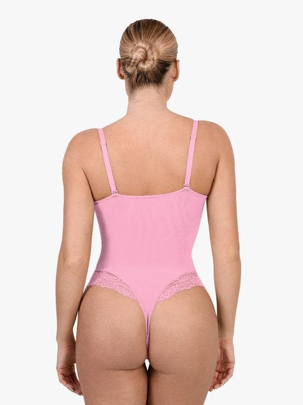 Shapewear Lace Deep V-Neck Sculpting Thong Bodysuit