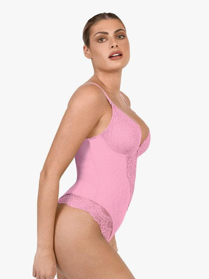 Shapewear Deep V-Neck Lace Sculpting Thong Bodysuit