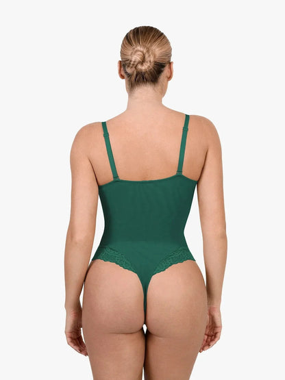 Shapewear Deep V-Neck Lace Sculpting Thong Bodysuit
