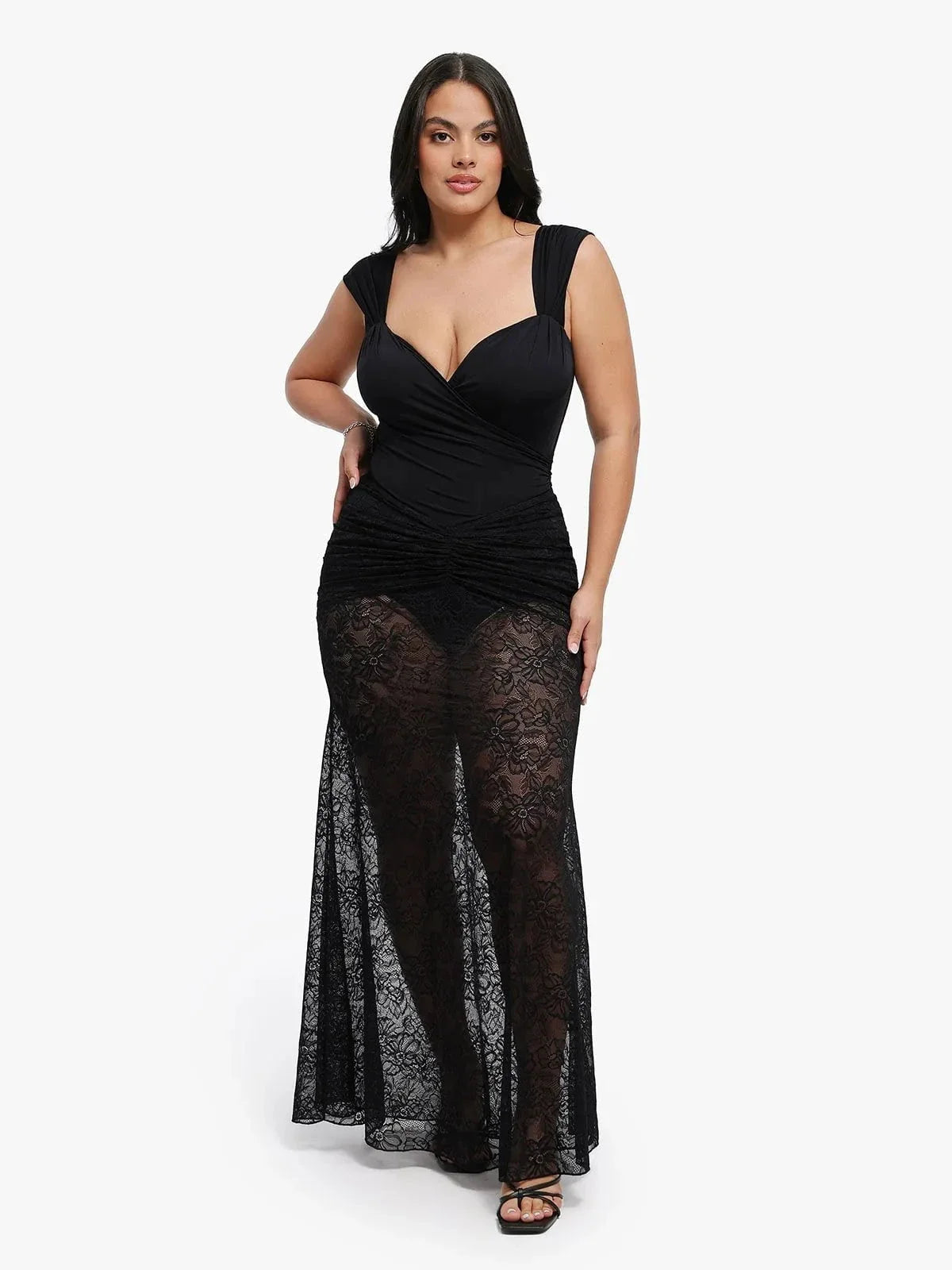 Shapewear Lace Fishtail Maxi Coverup Skirt