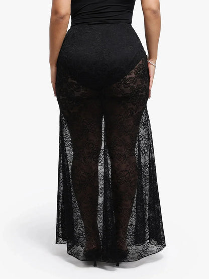 Shapewear Lace Fishtail Maxi Coverup Skirt
