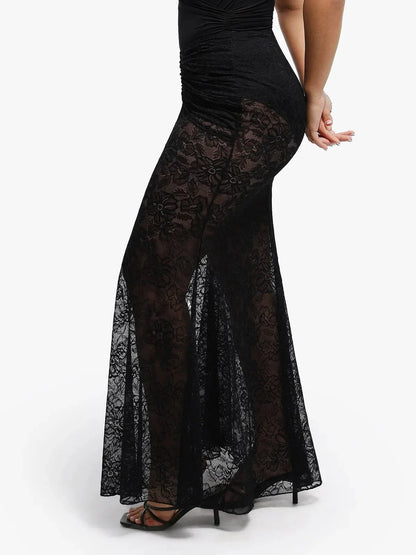 Shapewear Lace Fishtail Maxi Coverup Skirt