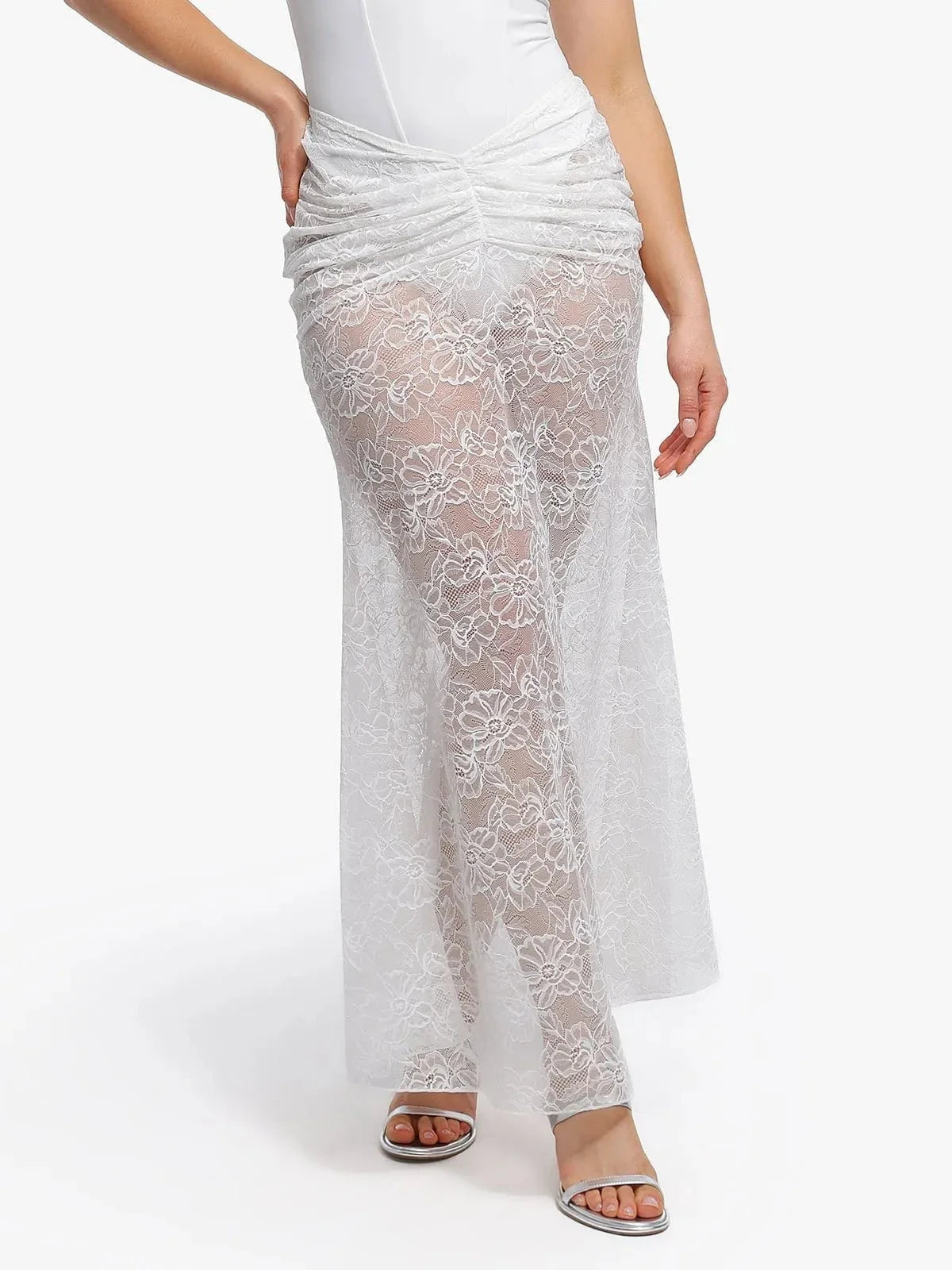 Shapewear Lace Fishtail Maxi Coverup Skirt