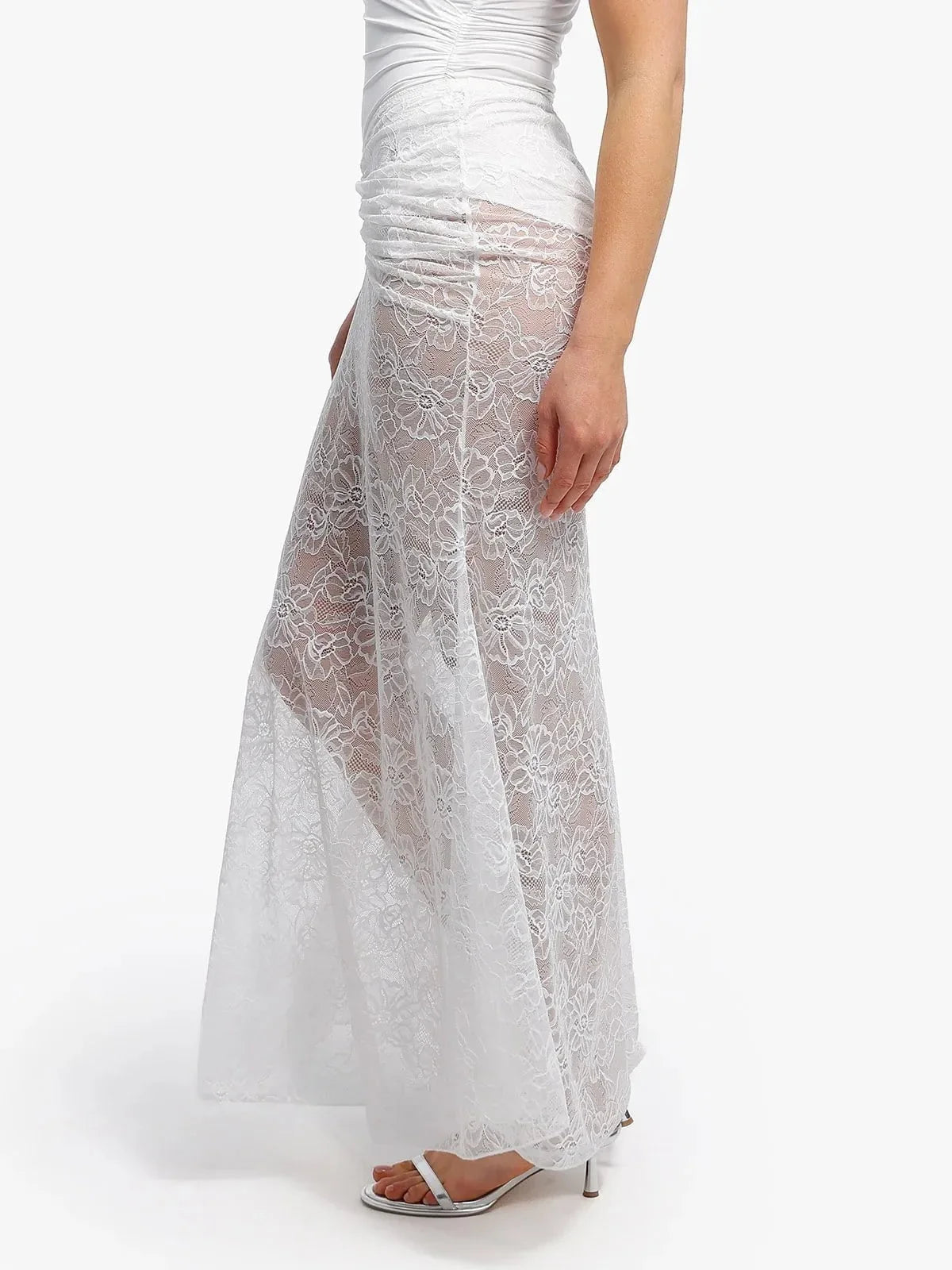 Shapewear Lace Fishtail Maxi Coverup Skirt