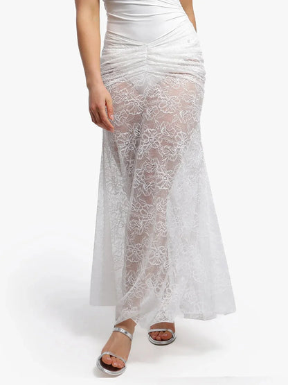 Shapewear Lace Fishtail Maxi Coverup Skirt
