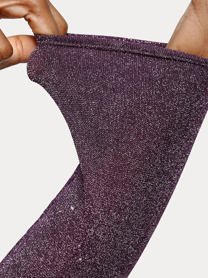 Shapewear Metallic Knit Long Sleeve Slimming Bodysuit