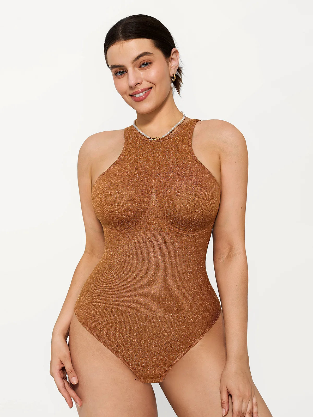 Shapewear Seamless Metallic Tummy-Control Bodysuit