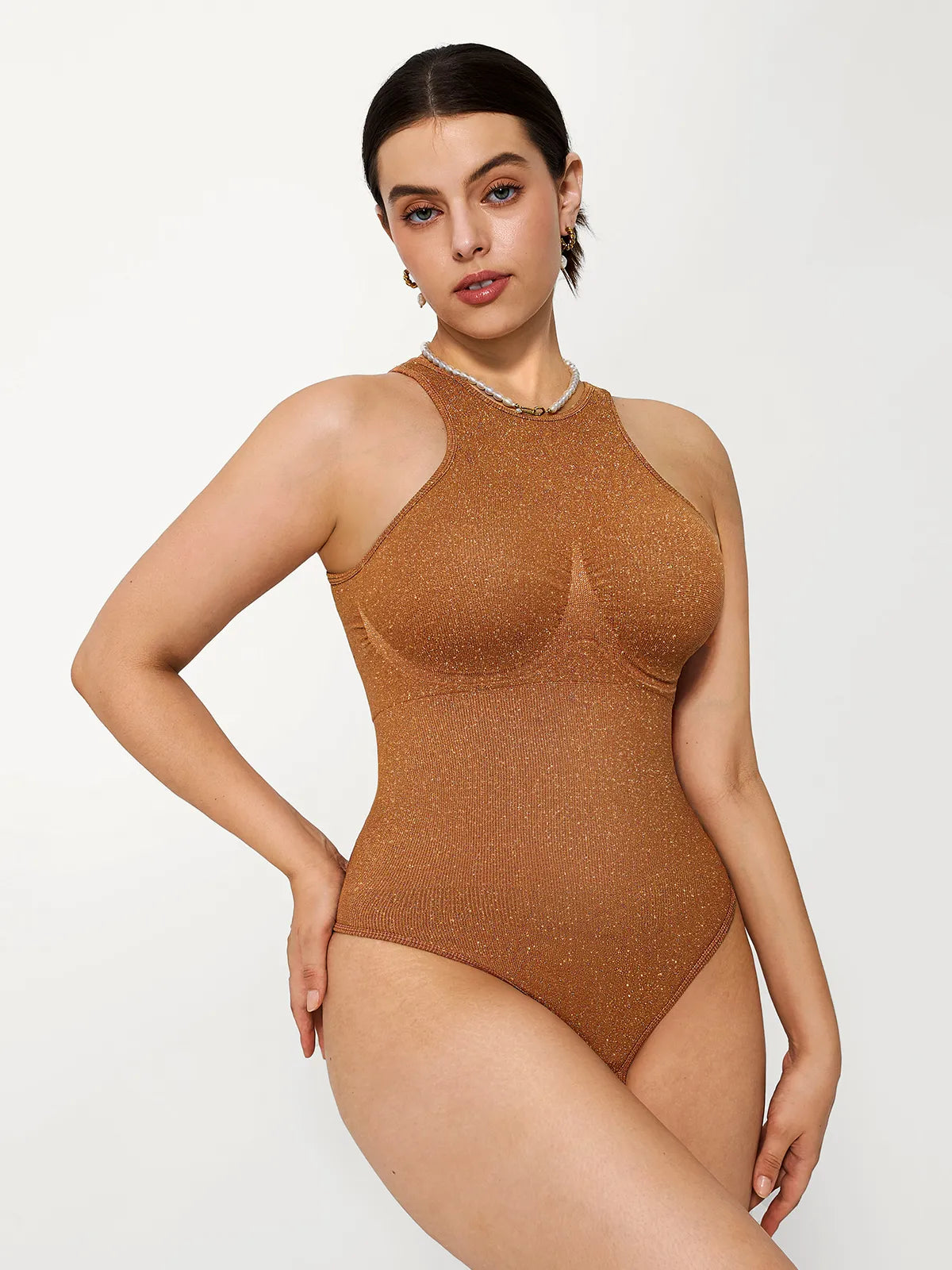 Shapewear Seamless Metallic Tummy-Control Bodysuit
