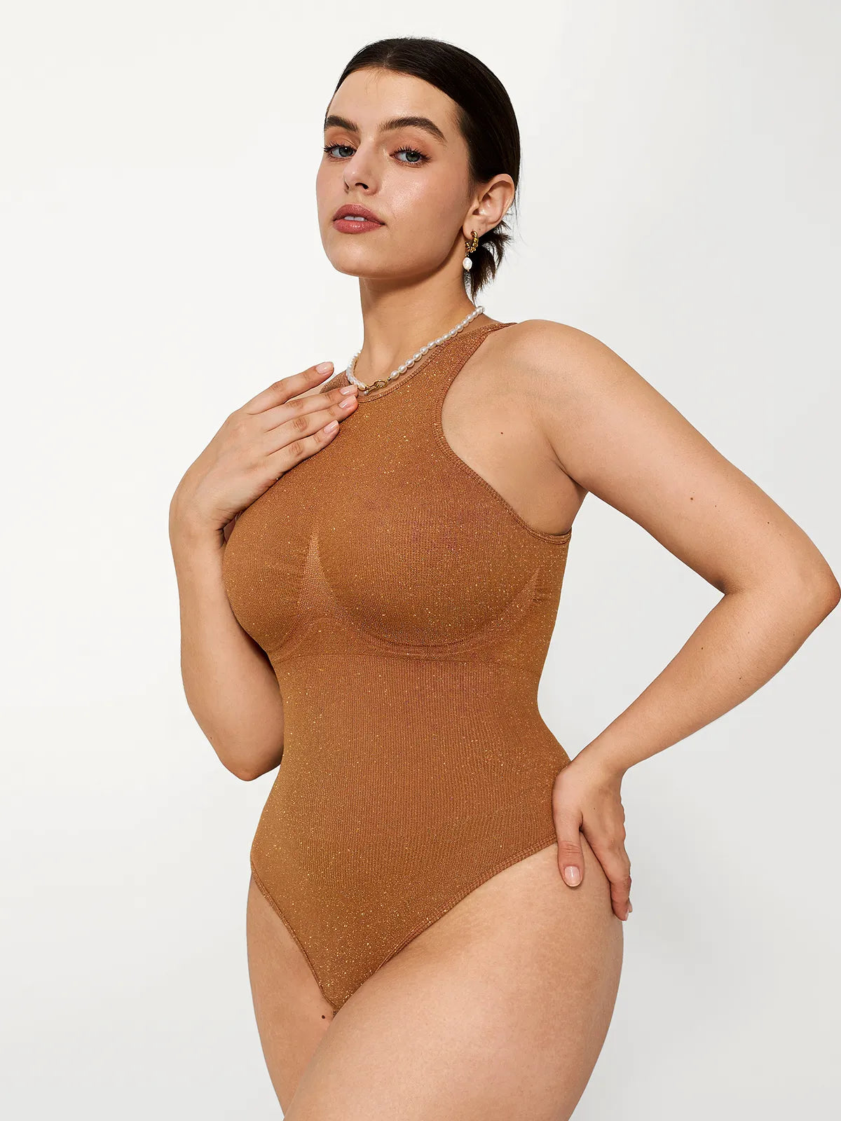 Shapewear Seamless Metallic Tummy-Control Bodysuit