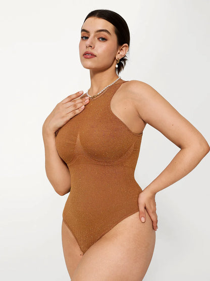 Shapewear Seamless Metallic Tummy-Control Bodysuit