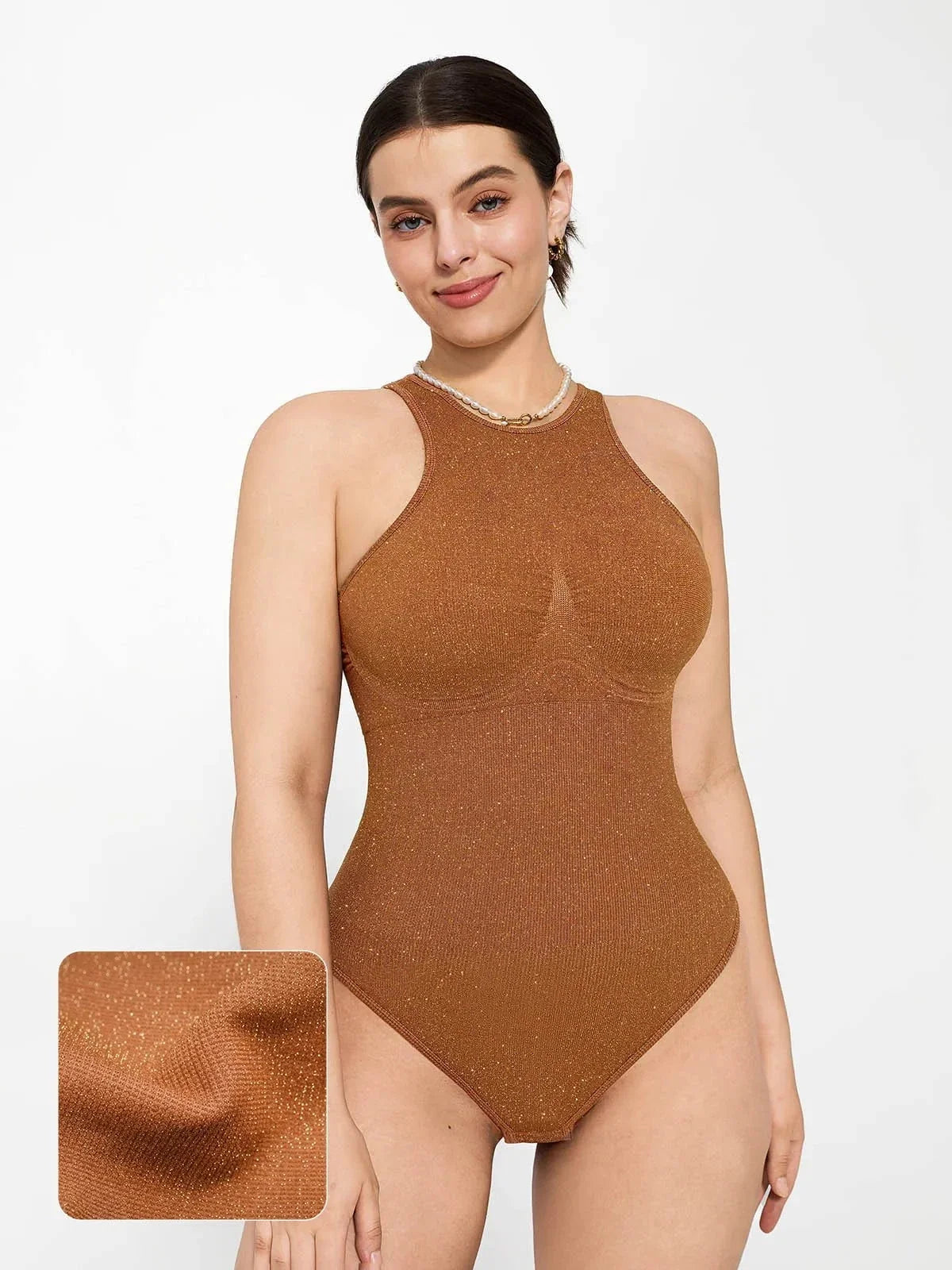 Shapewear Seamless Metallic Tummy-Control Bodysuit