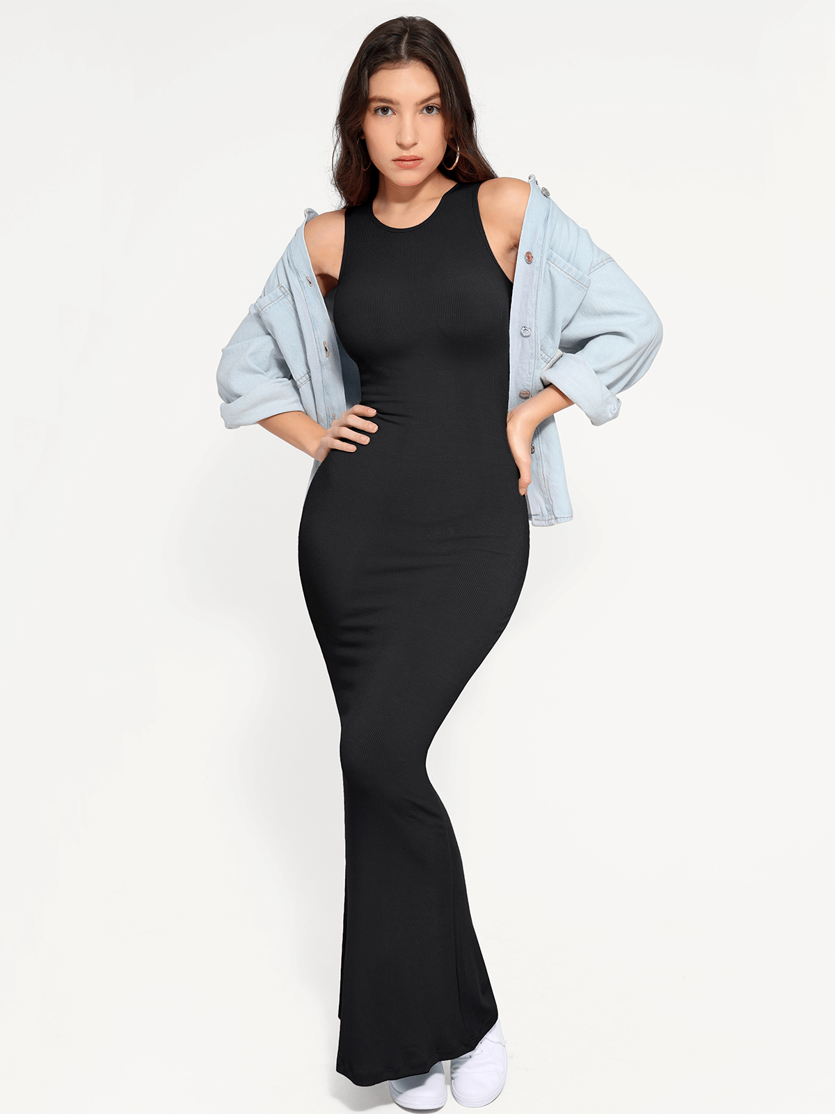 Shapewear Modal Sleeveless Crew Neck Slimming Maxi Dress