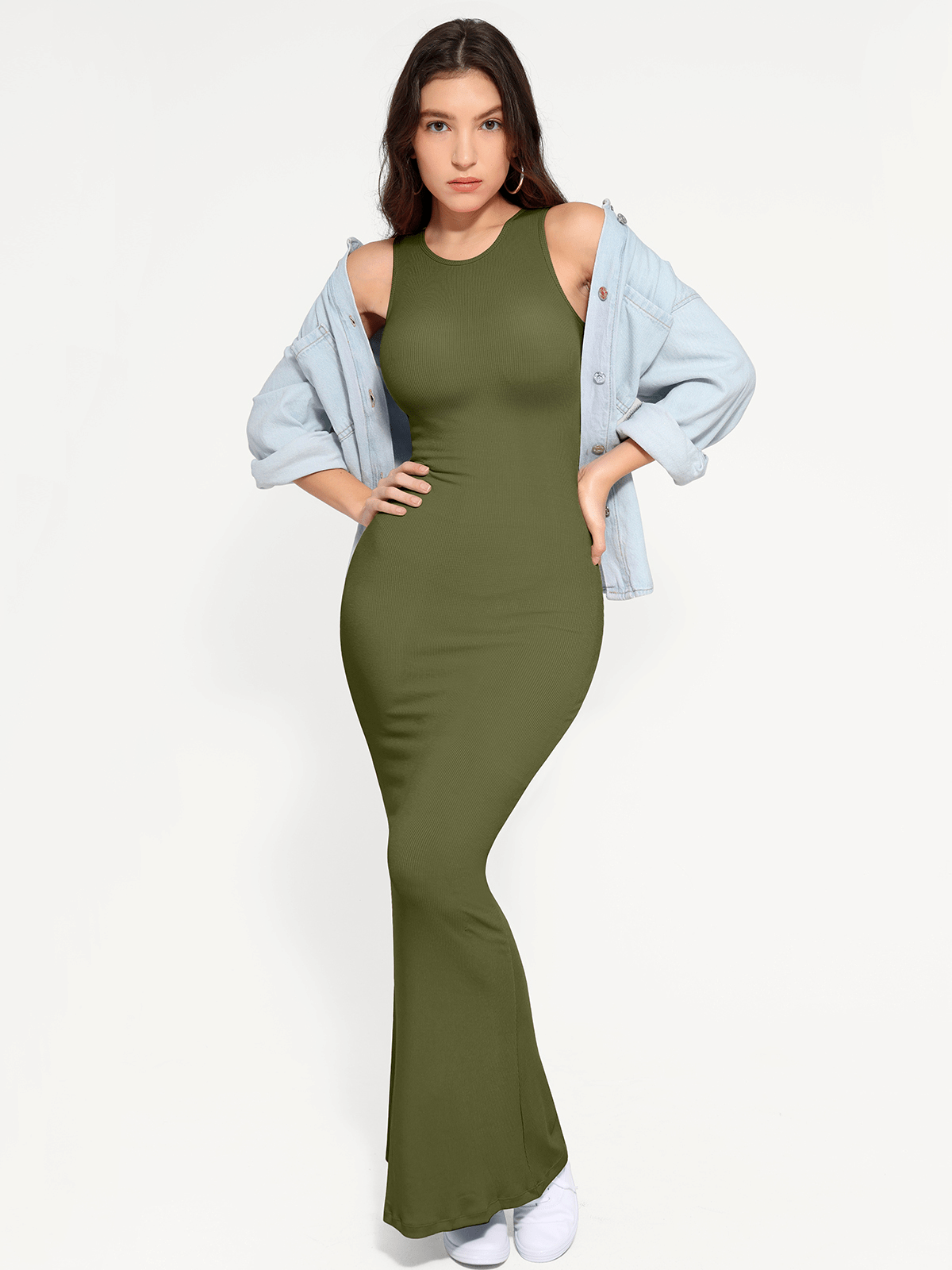 Shapewear Crew Neck Modal Sleeveless Slimming Maxi Dress
