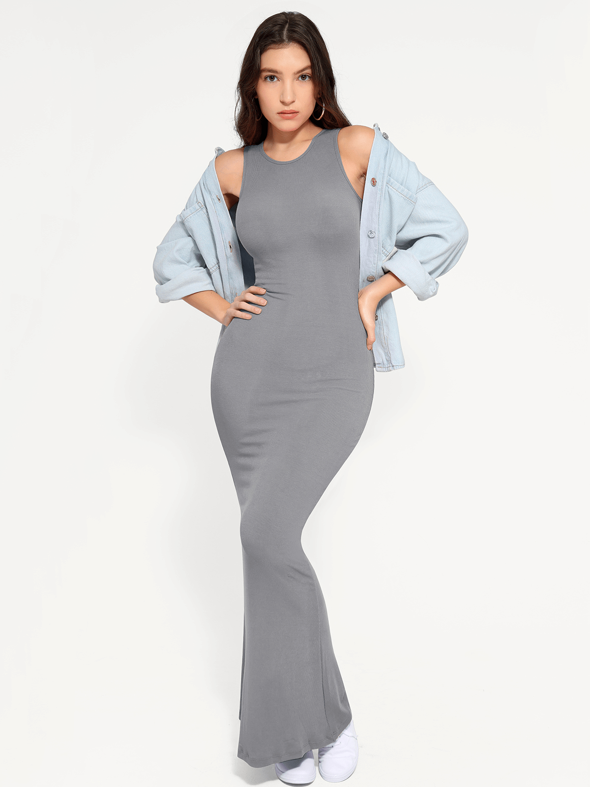 Shapewear Crew Neck Modal Sleeveless Slimming Maxi Dress