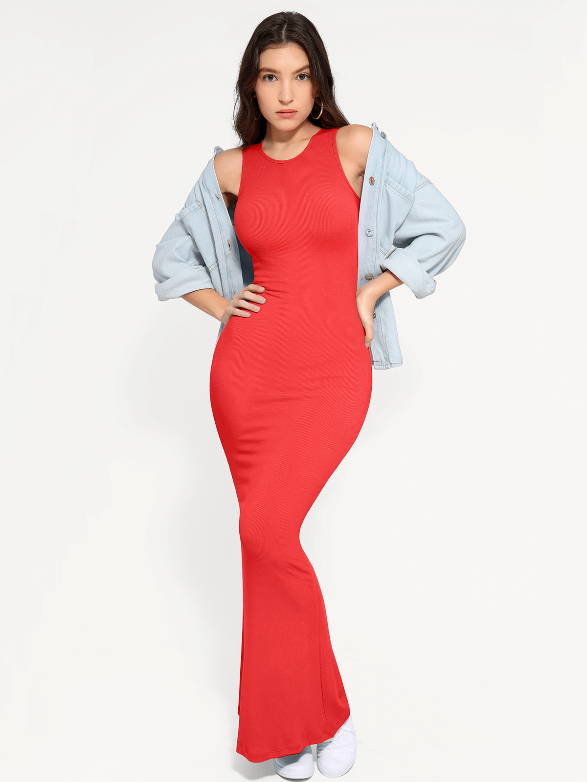 Shapewear Crew Neck Modal Sleeveless Slimming Maxi Dress