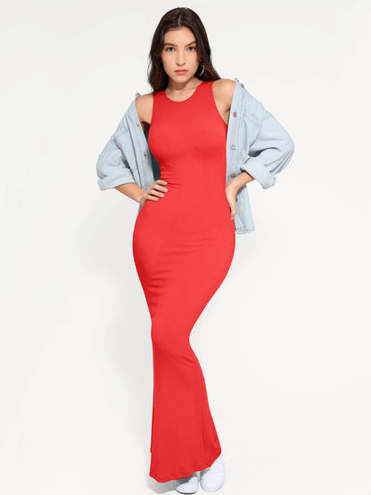 Shapewear Crew Neck Modal Sleeveless Slimming Maxi Dress