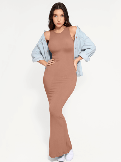 Shapewear Modal Sleeveless Crew Neck Slimming Maxi Dress