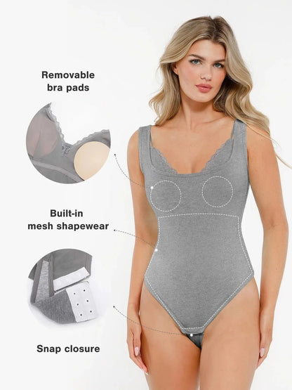 Shapewear Modal Tummy Control Inner Lace Bodysuit