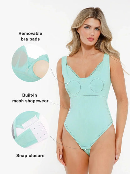 Shapewear Modal Tummy Control Inner Lace Bodysuit