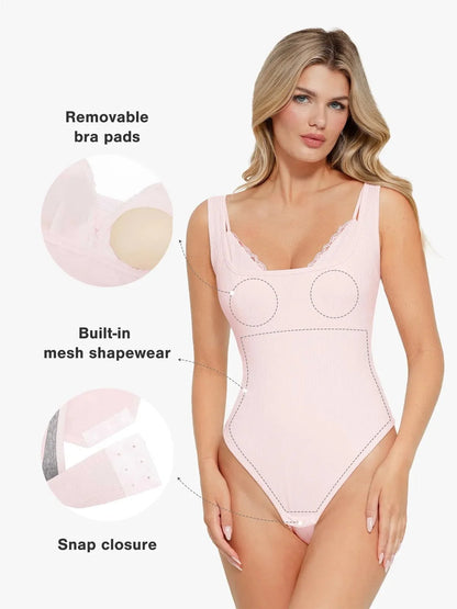 Shapewear Modal Tummy Control Inner Lace Bodysuit