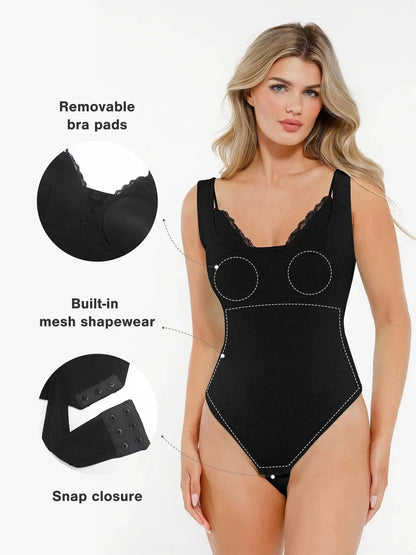 Shapewear Modal Tummy Control Inner Lace Bodysuit