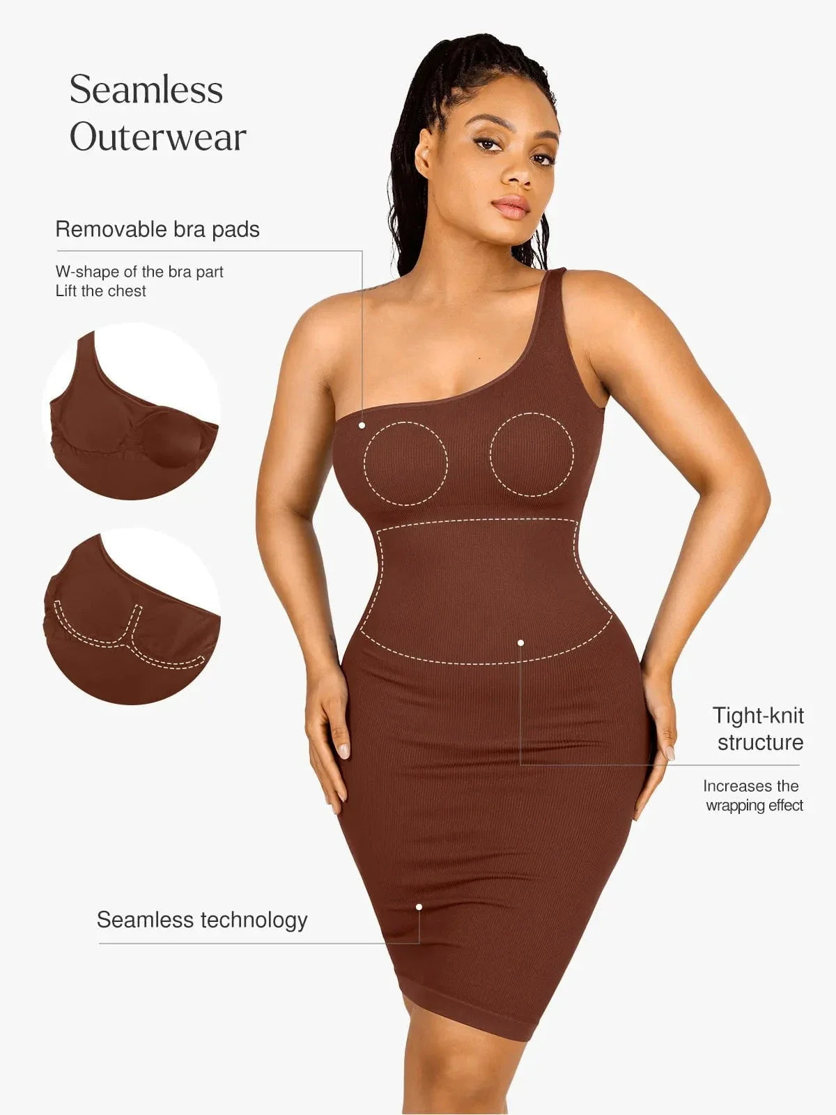 Shapewear Seamless One Shoulder Bodycon Mini Dress