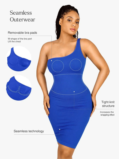 Shapewear Seamless One Shoulder Bodycon Mini Dress