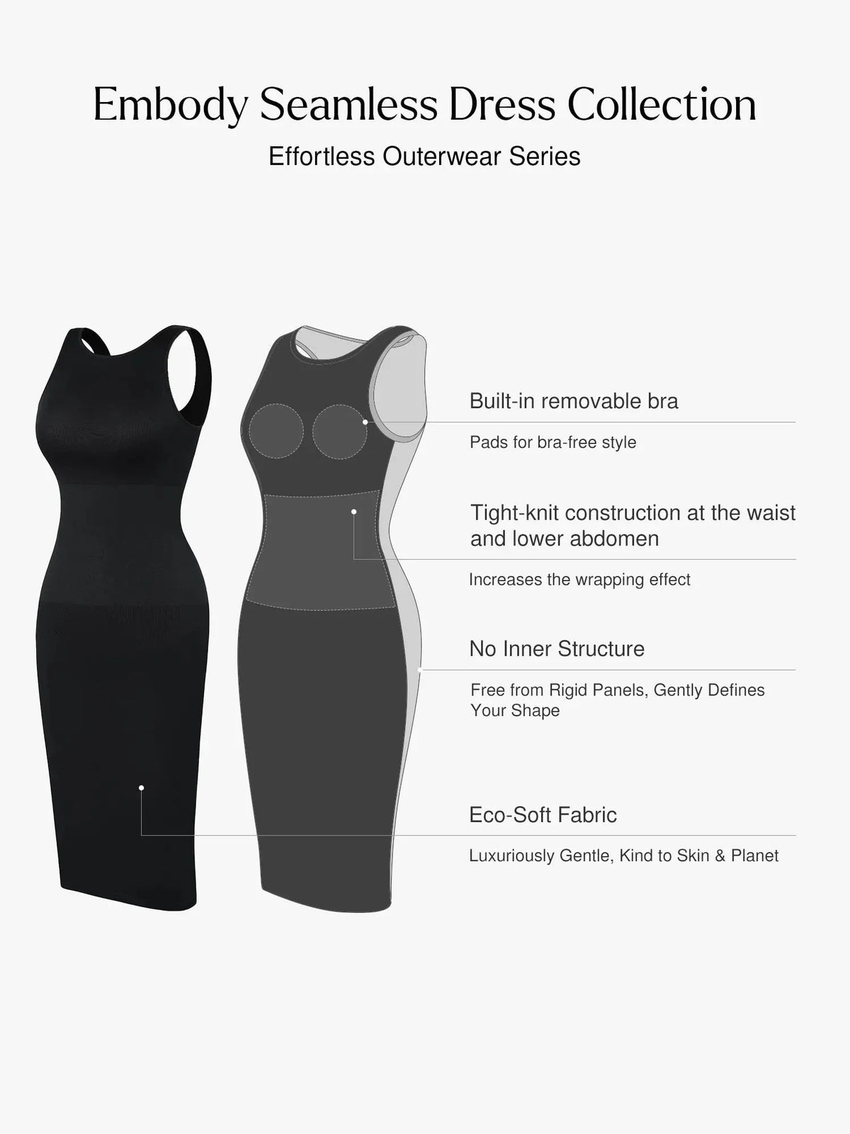 Shapewear Square Neck Sleeveless Slimming Seamless Dress