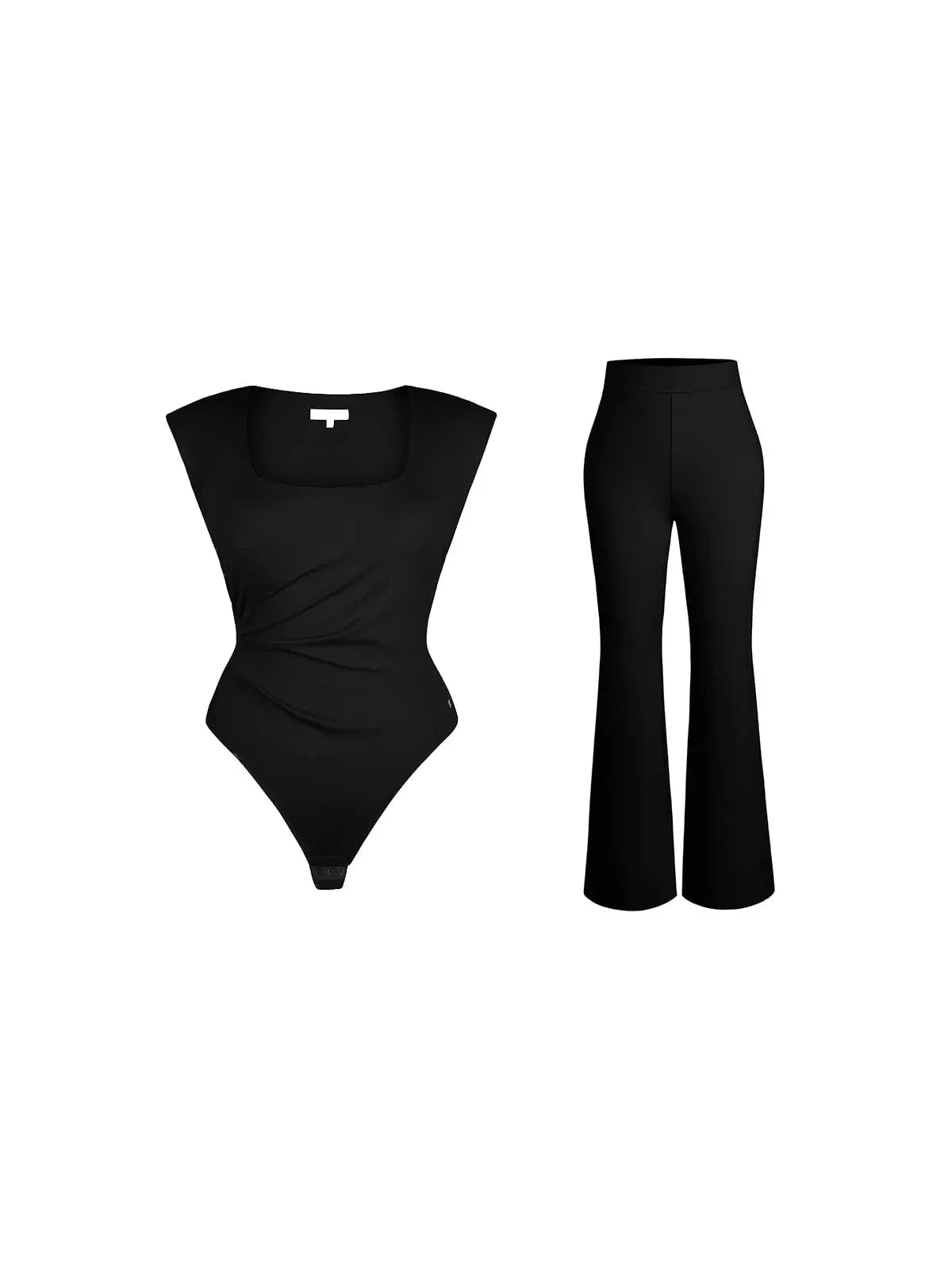 Day To Night Set Solid Sculpting Bodysuit Built-in Shapewear Pants