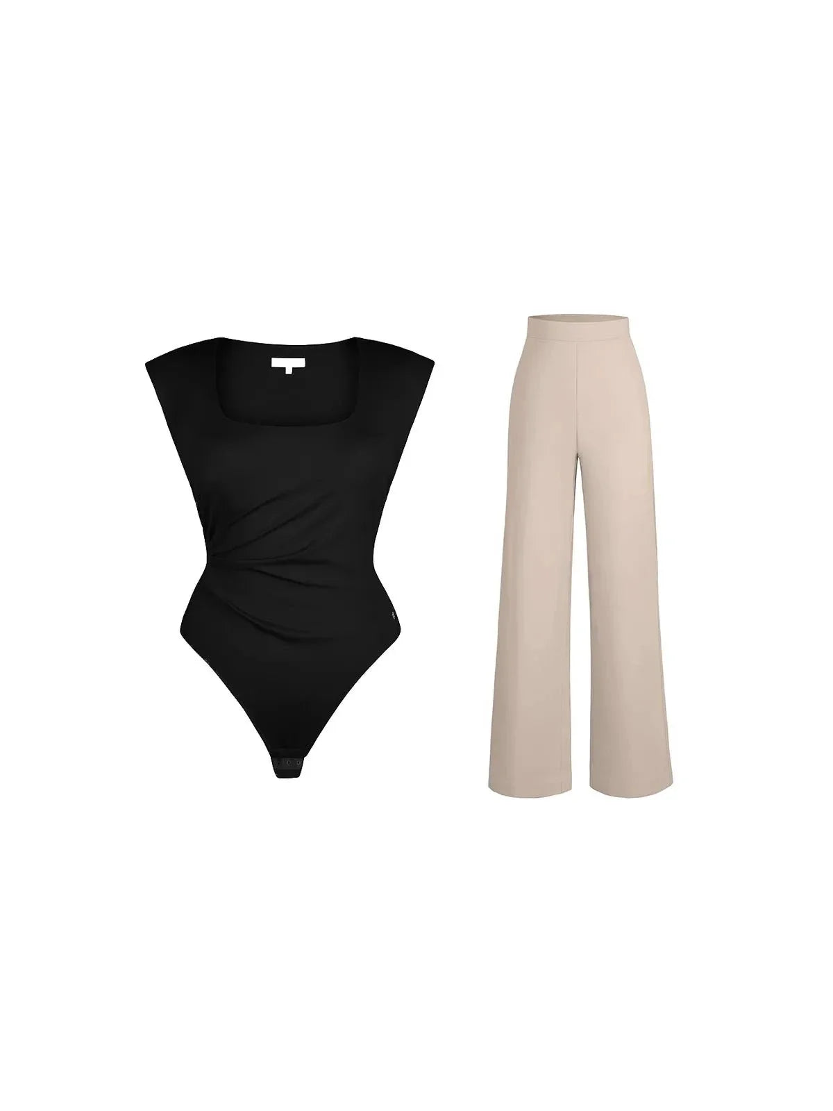 Day To Night Set Solid Sculpting Bodysuit Built-in Shapewear Pants