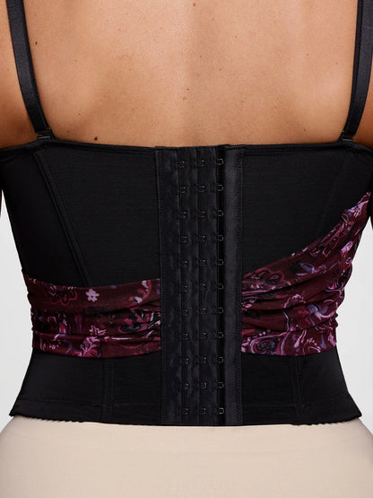 Shapewear Paisley V Neck Mesh Cami Corset Top