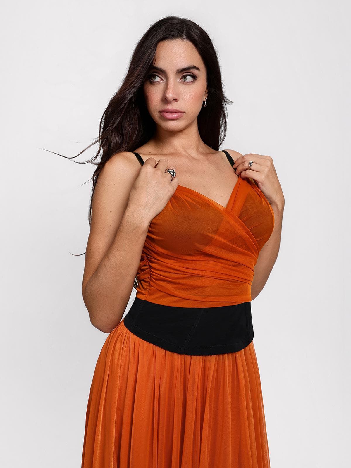 Shapewear Paisley V Neck Mesh Cami Corset Top