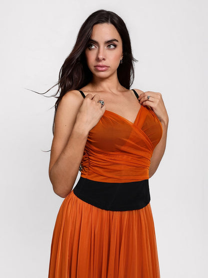 Shapewear Paisley V Neck Mesh Cami Corset Top