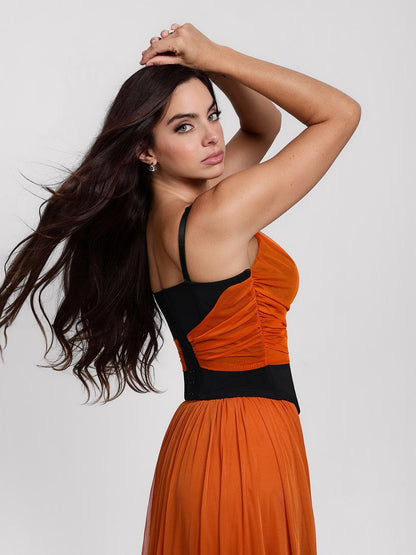 Shapewear Paisley V Neck Mesh Cami Corset Top