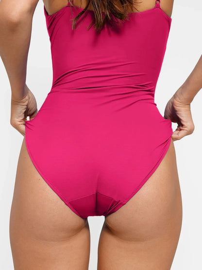 Shapewear Slimming One-Piece Swimsuit Mesh Coverup Set