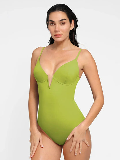 Shapewear Deep V-Neck Slimming One-Piece Swimsuit