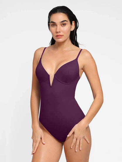 Shapewear Slimming One-Piece Swimsuit Mesh Coverup Set