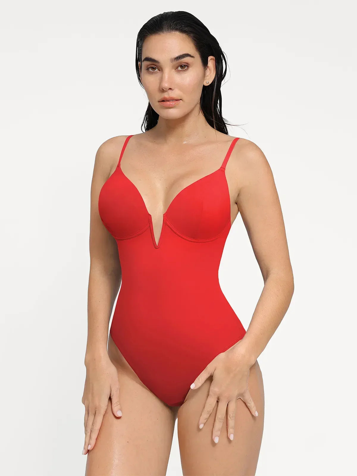 Shapewear Deep V-Neck Slimming One-Piece Swimsuit