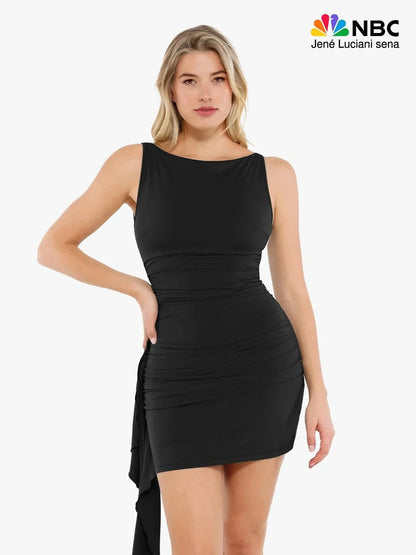 Shapewear Ruched Bodycon Cascade Mini Dress