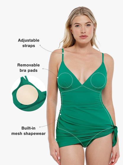 Shapewear Convertible Ruched Tummy Control One-Piece Swimsuit