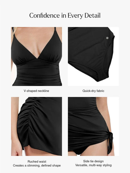 Shapewear Convertible Ruched Tummy Control One-Piece Swimsuit