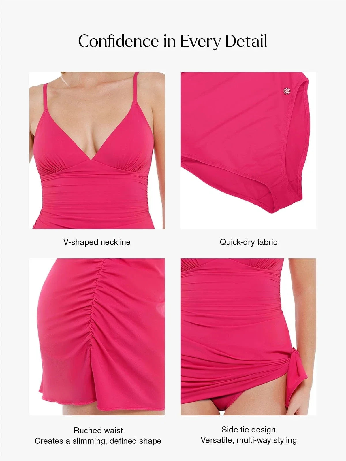 Shapewear Convertible Ruched Tummy Control One-Piece Swimsuit