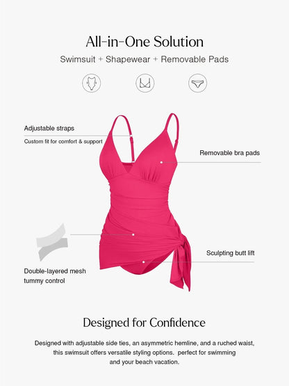 Shapewear Ruched Convertible One-Piece Swimsuit