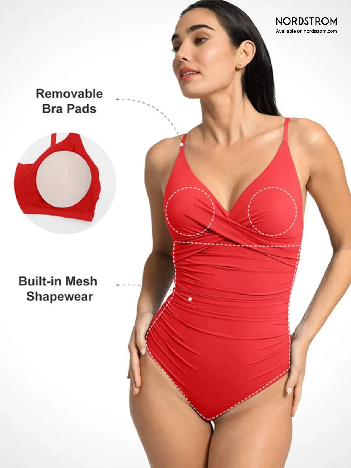 Shapewear Cross-Front Ruched Sculpting One-Piece Swimsuit